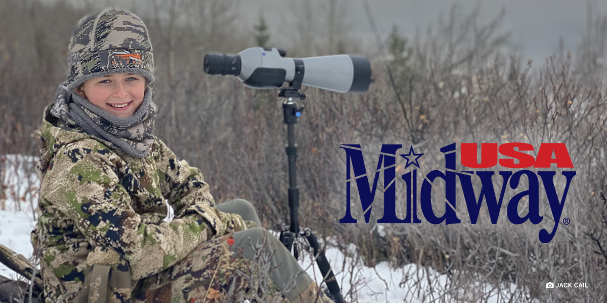 youth in the field with a spotting scope - midway grant logo