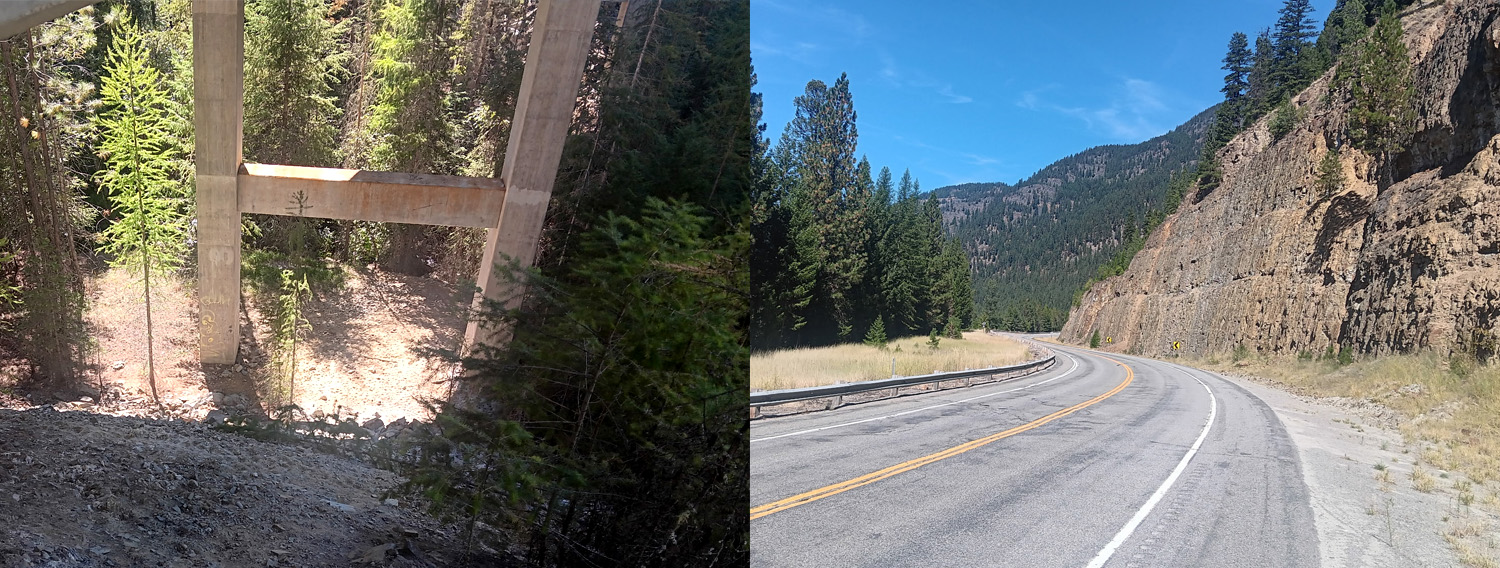 Montana highway and underpass used for bighorn sheep travel