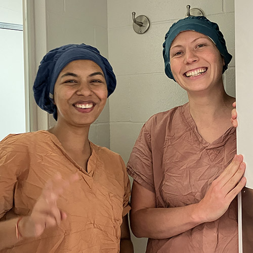 Students in protective gear